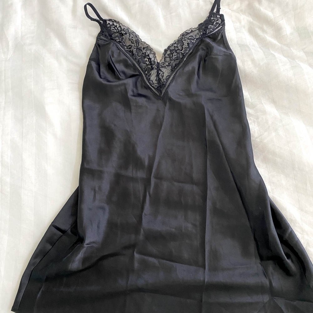 Lasenza Black Satin and Lace Slip